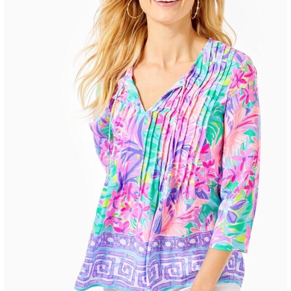 Lilly Pulitzer Tops - Lilly Pulitzer Marilina Tunic Multi It Was All A Dream Top Tassel Trim Size M